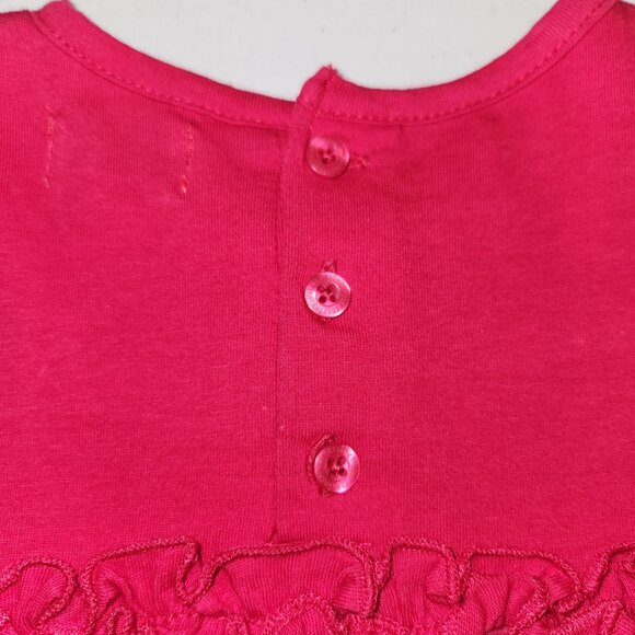 Hartstrings Baby Girls Red Ruffle Dress W/ Bow Accent 24M 100% Cotton Short 2452 - Picture 3 of 7